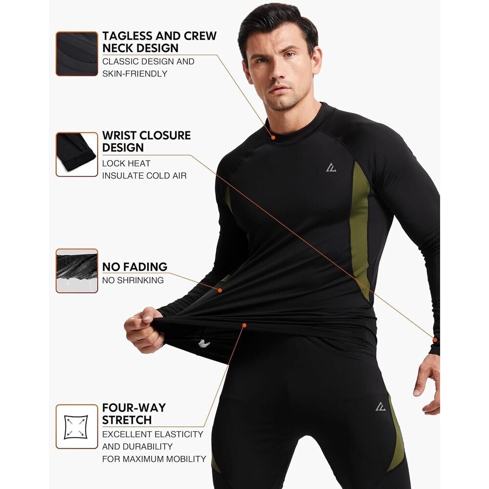 CL convallaria Mens Thermal Underwear Set, Long Johns Base Layer Winter - Medium